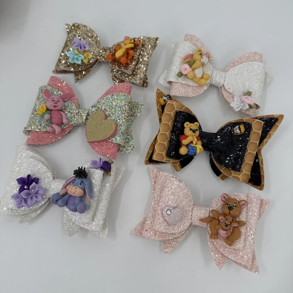 Disney Handmade‎ Sparkly Bows With Characters Vintage NEW Unique Find